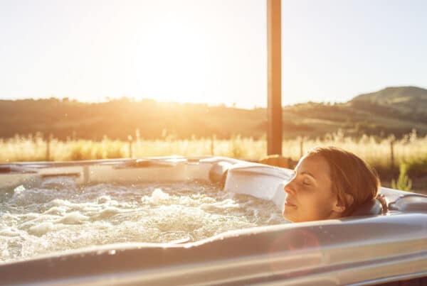 Enjoying a hot tub