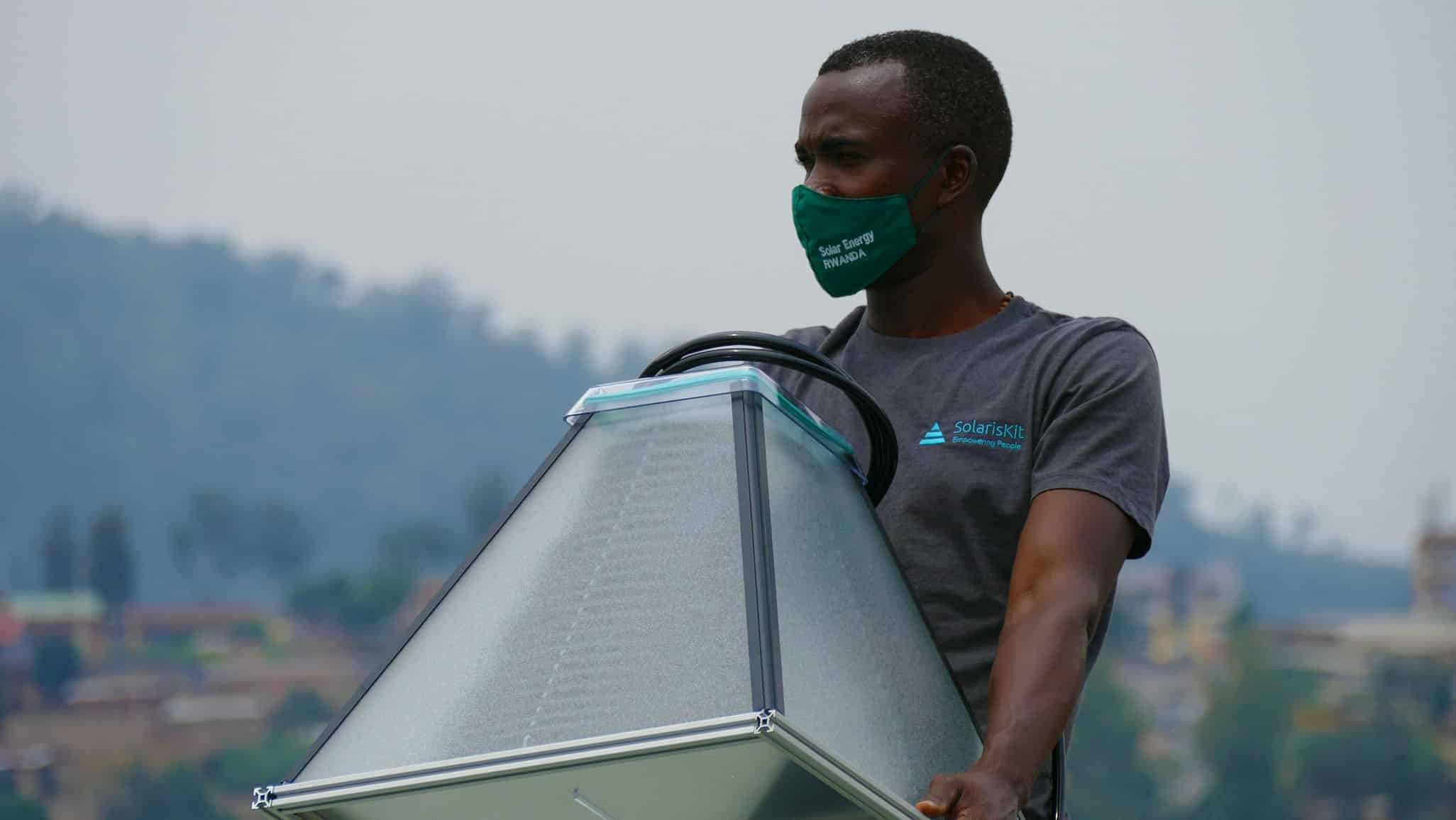 SolarisKit solar collector being installed in Rwanda